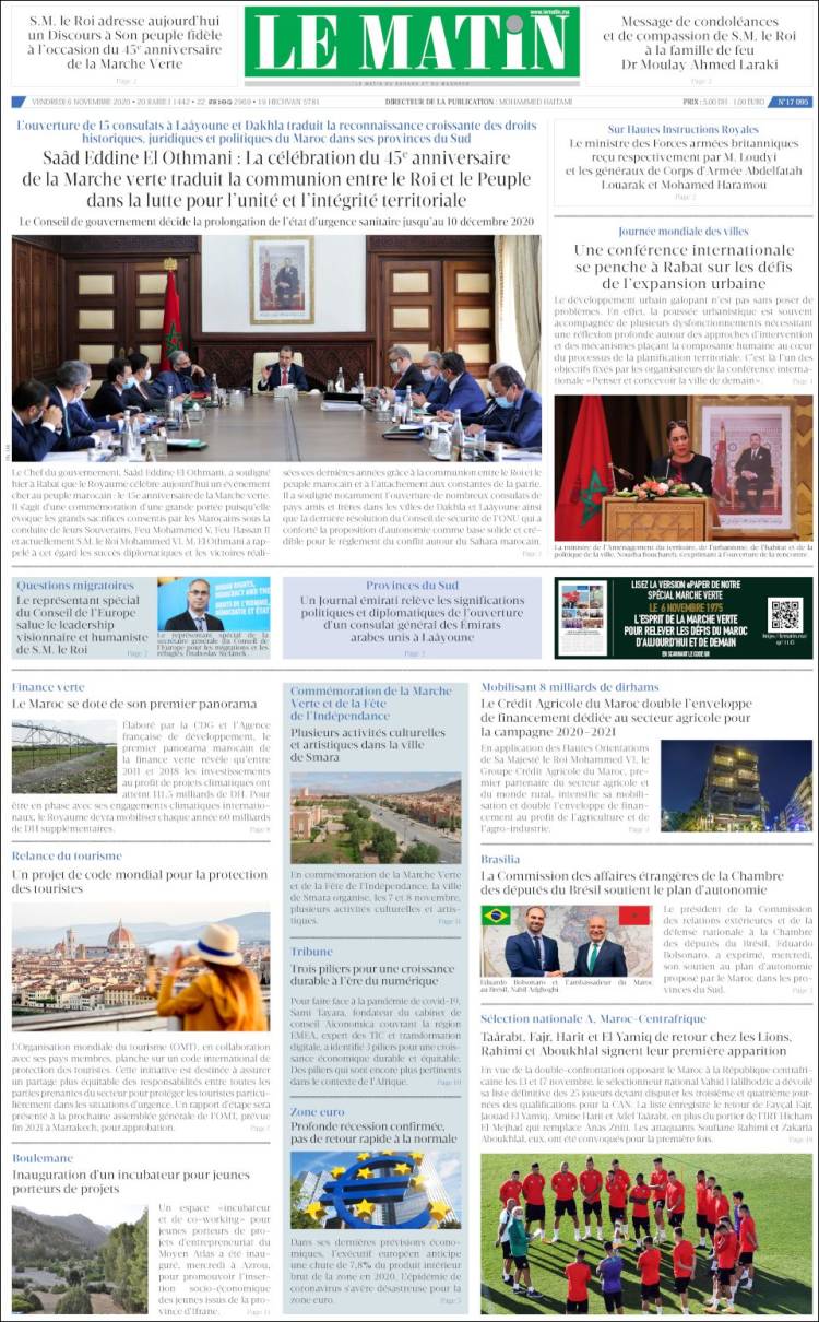 Portada de Le Matin (Marruecos)