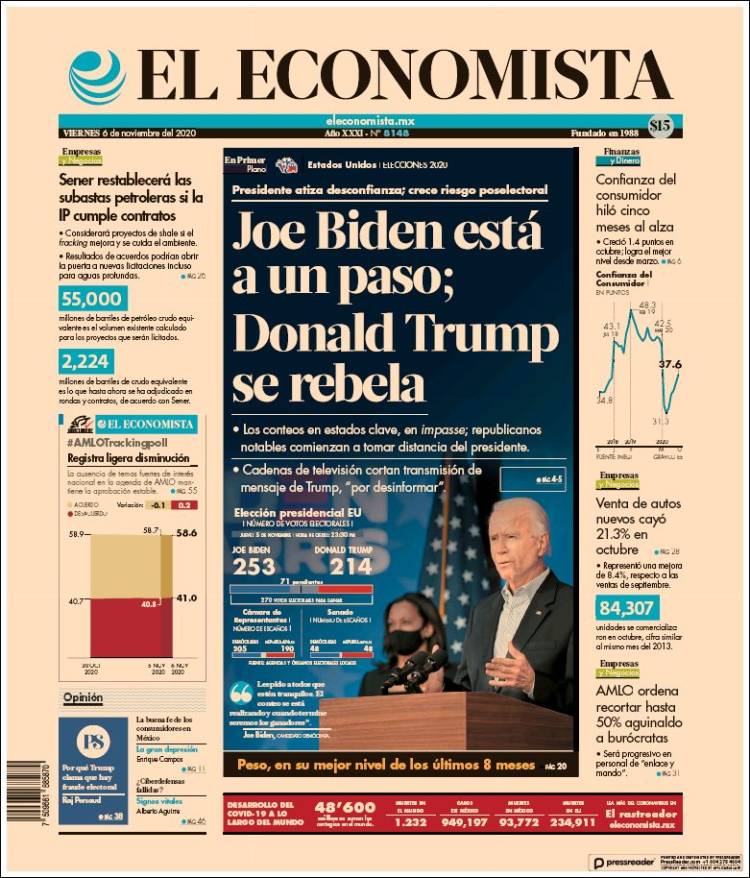 Periódico El Economista (México). Periódicos de México. Edición de