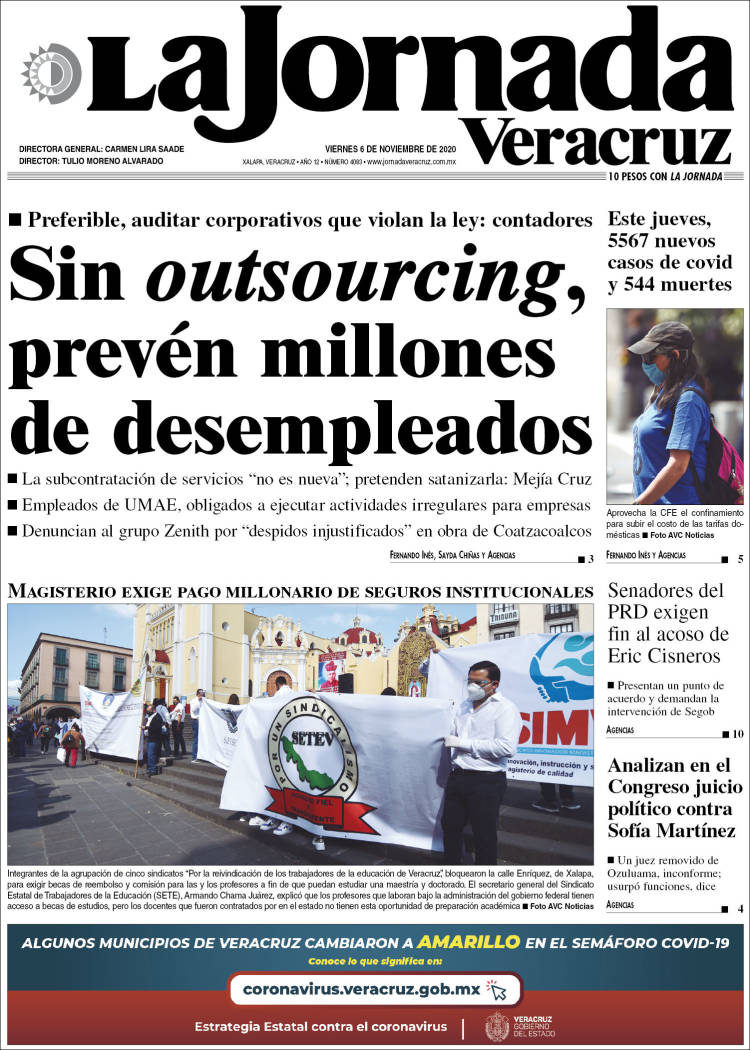 Portada de La Jornada Veracruz (México)