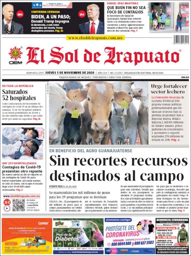 Portada de El Sol de Irapuato (México)