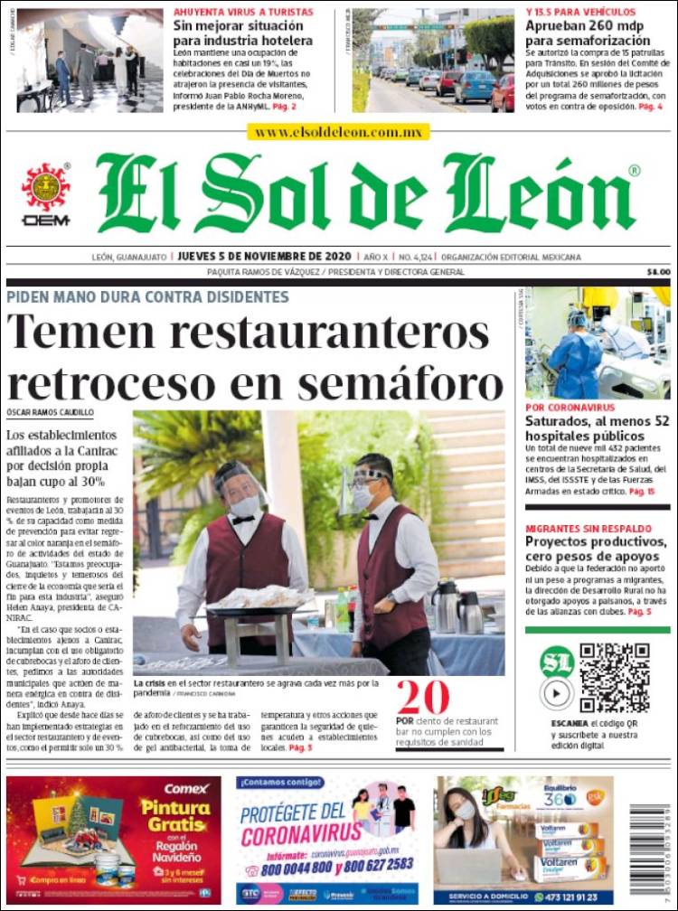 Portada de El Sol de León (México)