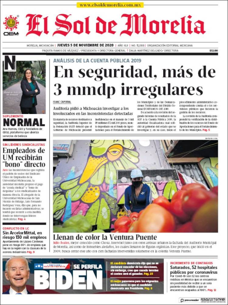 Portada de El Sol de Morelia (México)