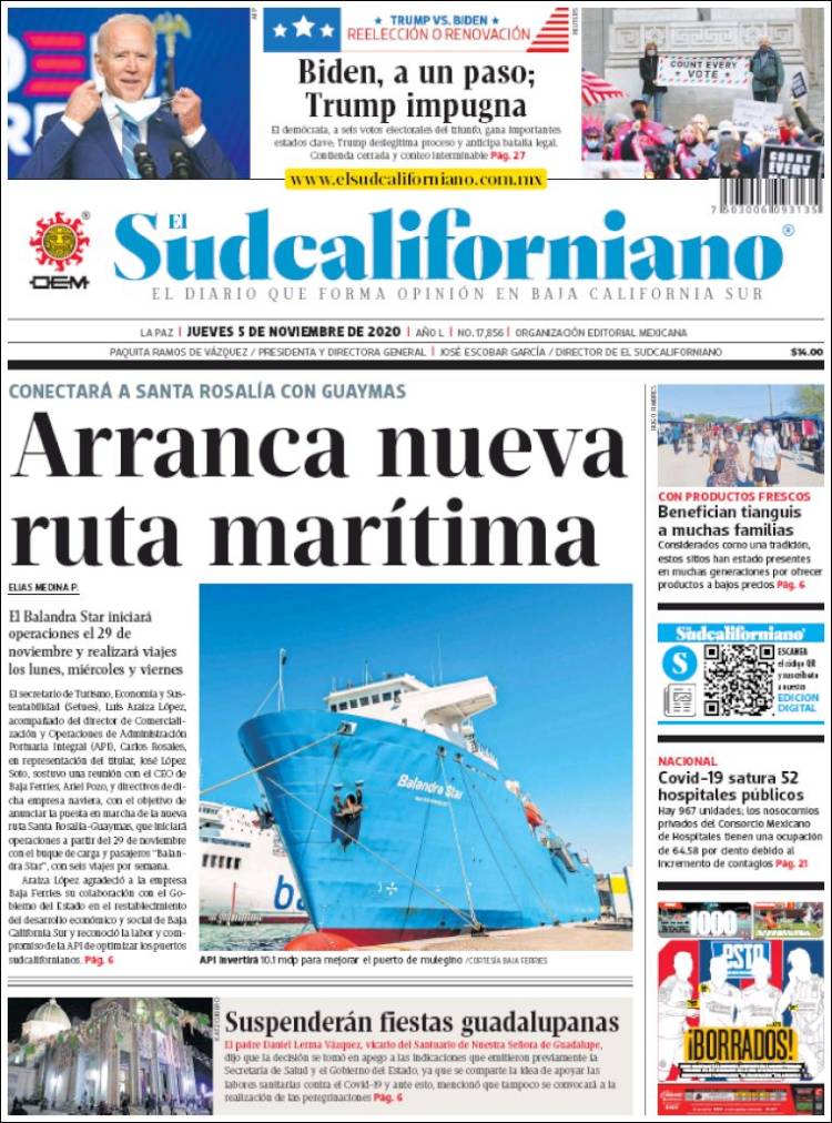 Portada de El Sudcaliforniano (México)