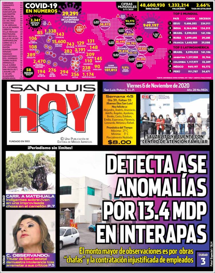 Portada de San Luis Hoy (México)