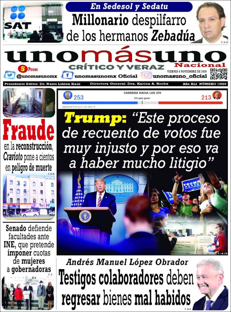 Portada de unomásuno (México)