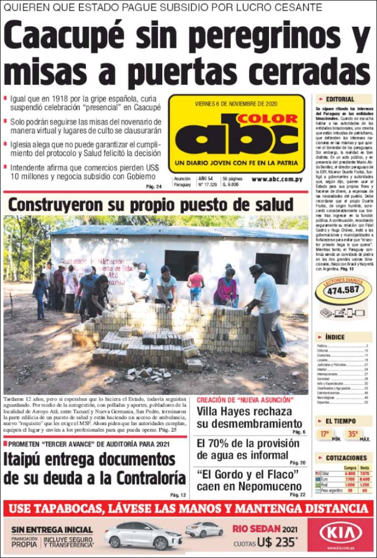 Portada de ABC Color (Paraguay)