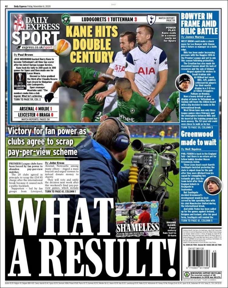 Portada de Express Sport (Reino Unido)
