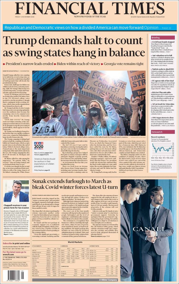 Portada de Financial Times (Reino Unido)