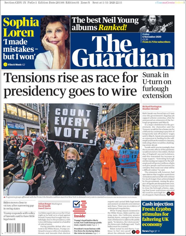 Portada de The Guardian (Reino Unido)