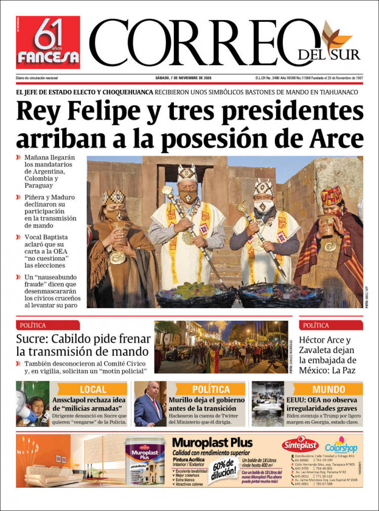 Portada de Correo Sur (Bolivia)