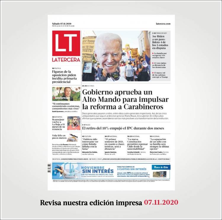 Portada de La Tercera (Chile)