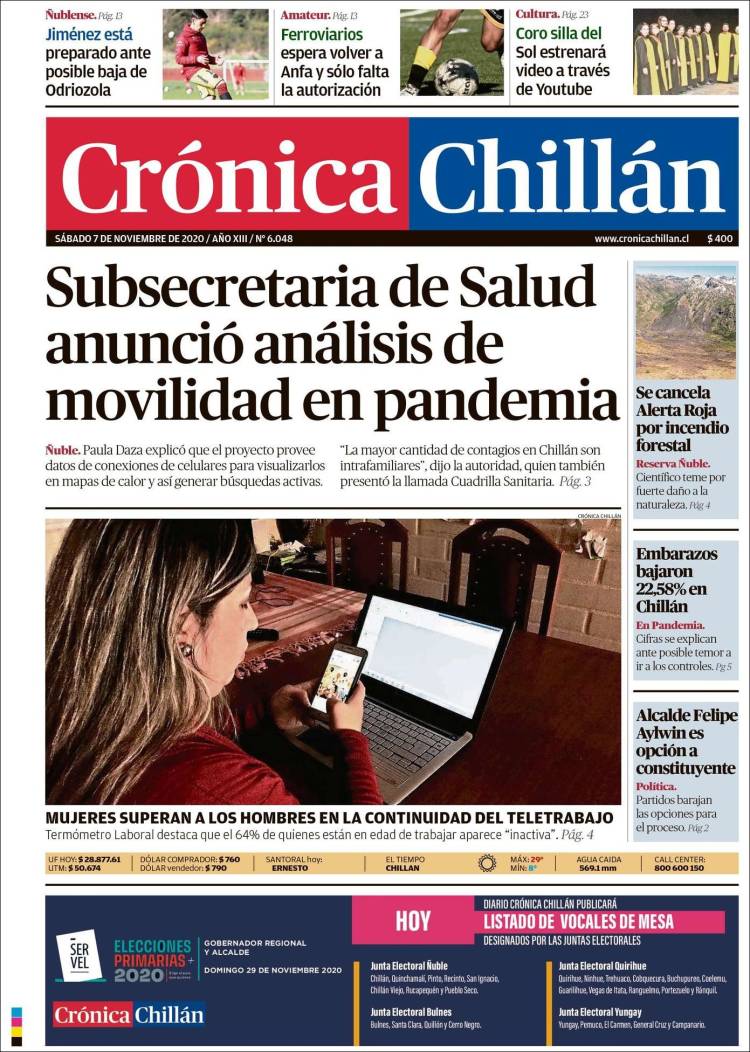 Portada de Crónica Chillán (Chile)