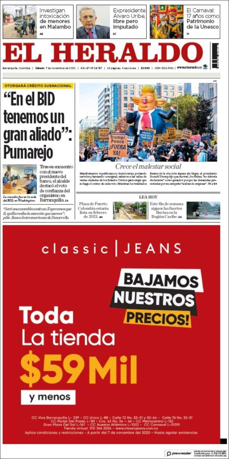 Portada de El Heraldo (Colombia)