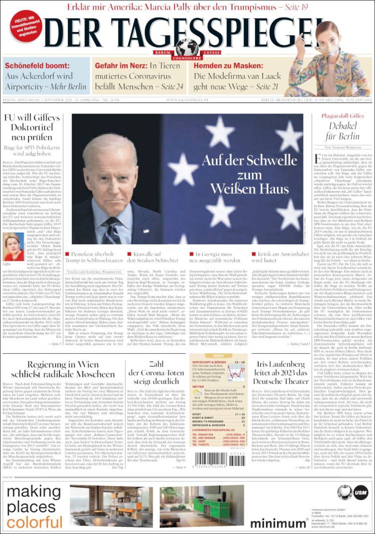 Portada de Der Tagesspiegel (Alemania)