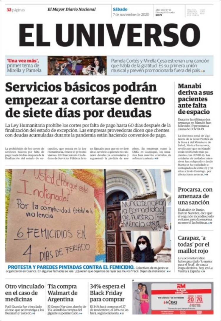 Portada de El Universo - Ecuador (Ecuador)