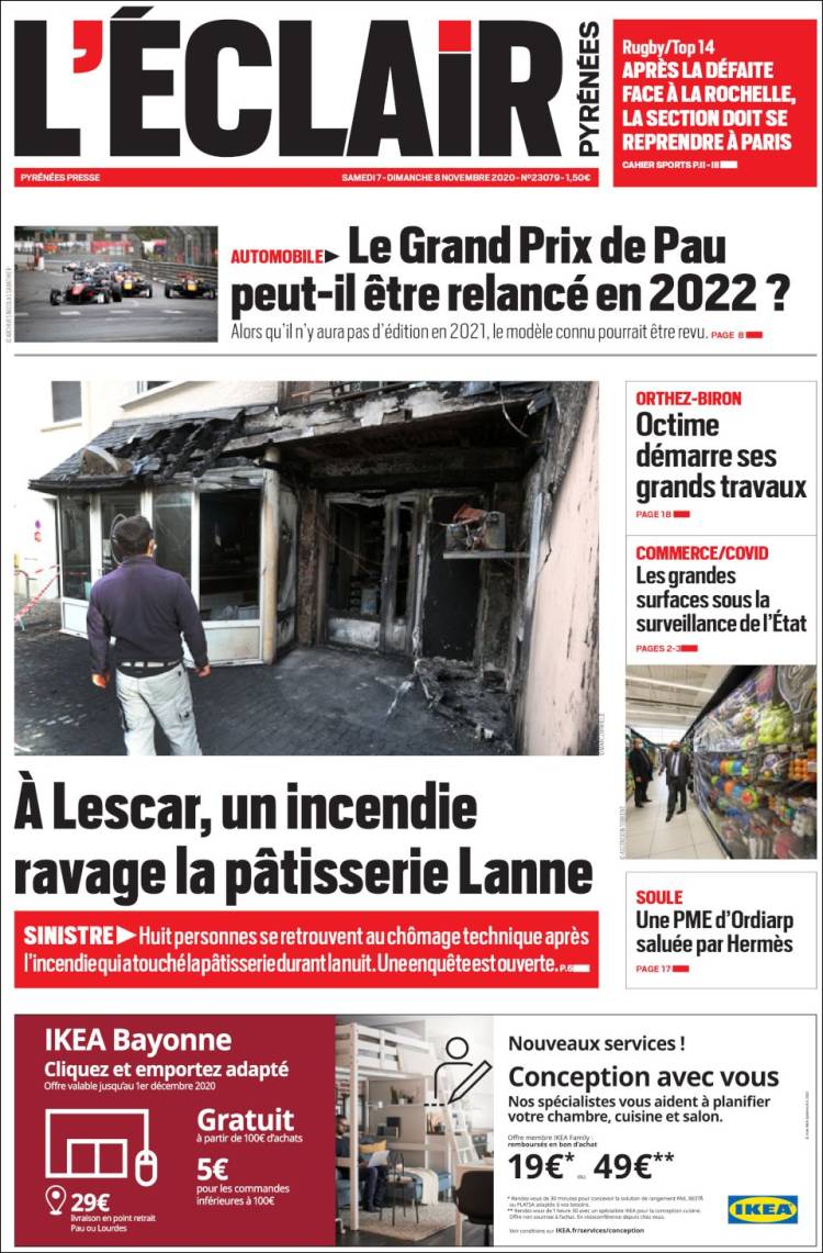 Portada de L'Eclair des Pyrénées (France)