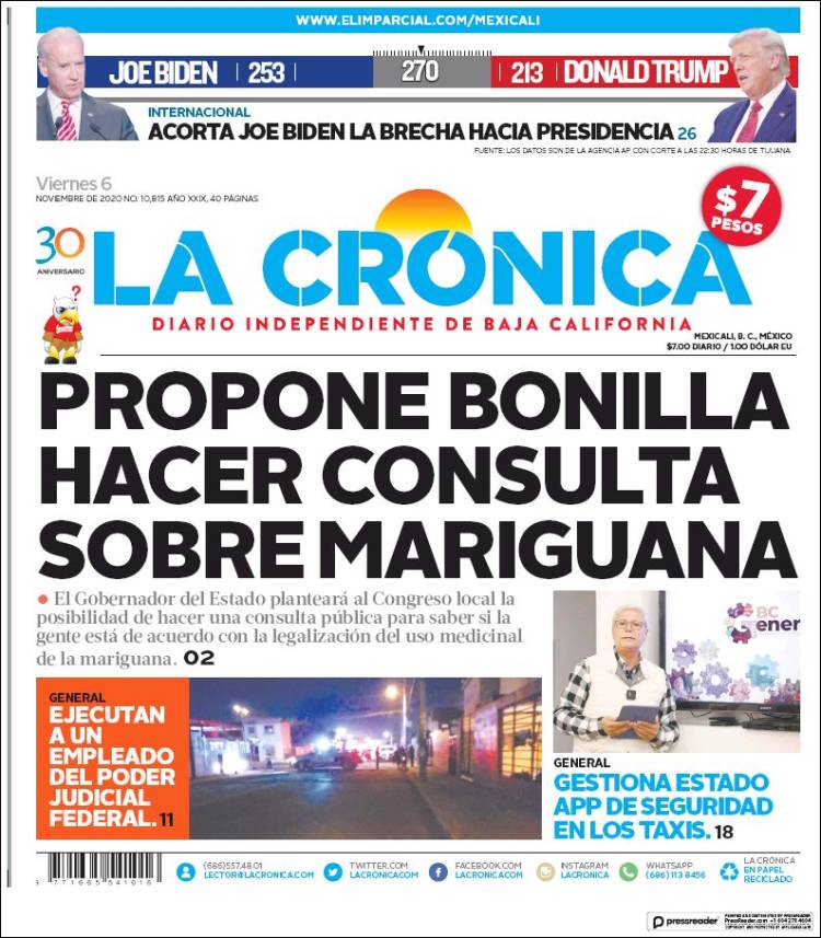 Portada de La Crónica de Baja California (México)