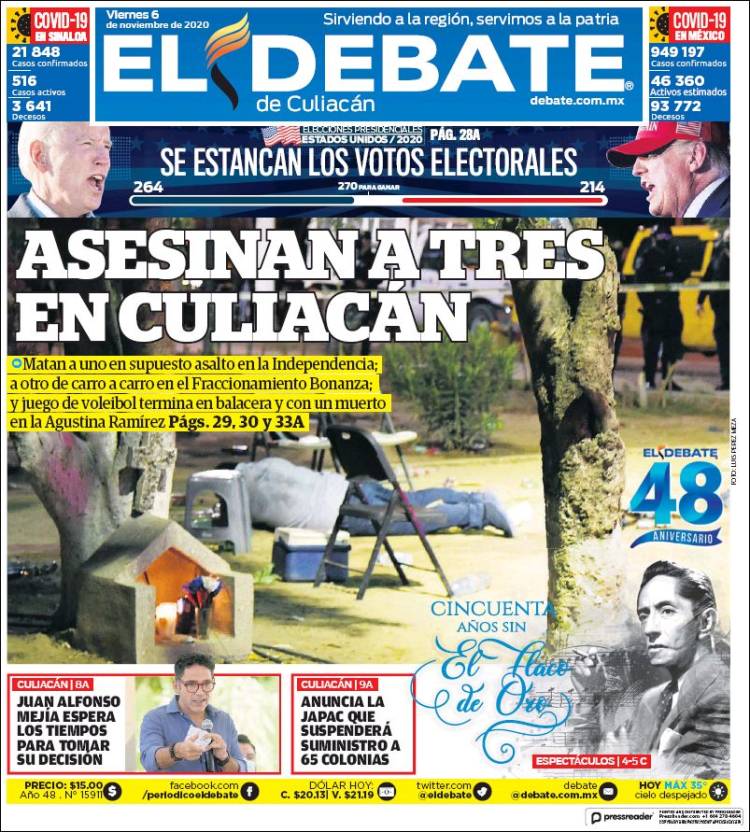 Portada de El Debate de Culiacán (México)