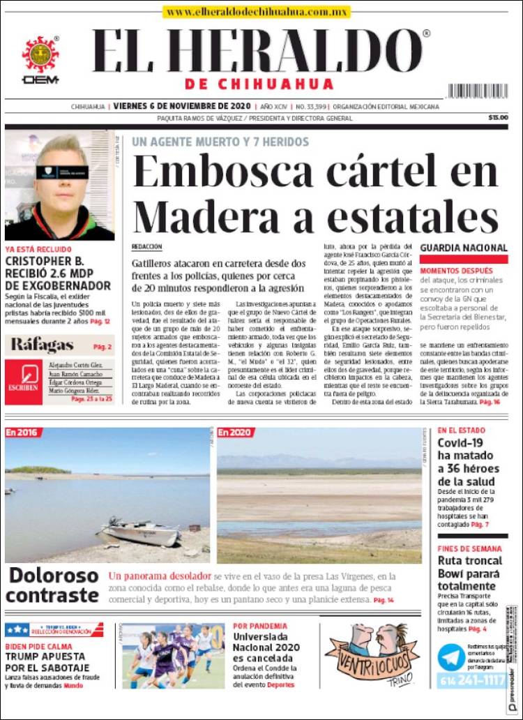 Portada de El Heraldo de Chihuahua (M&eacute;xico)