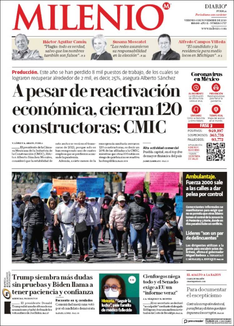 Portada de Milenio de Puebla (México)