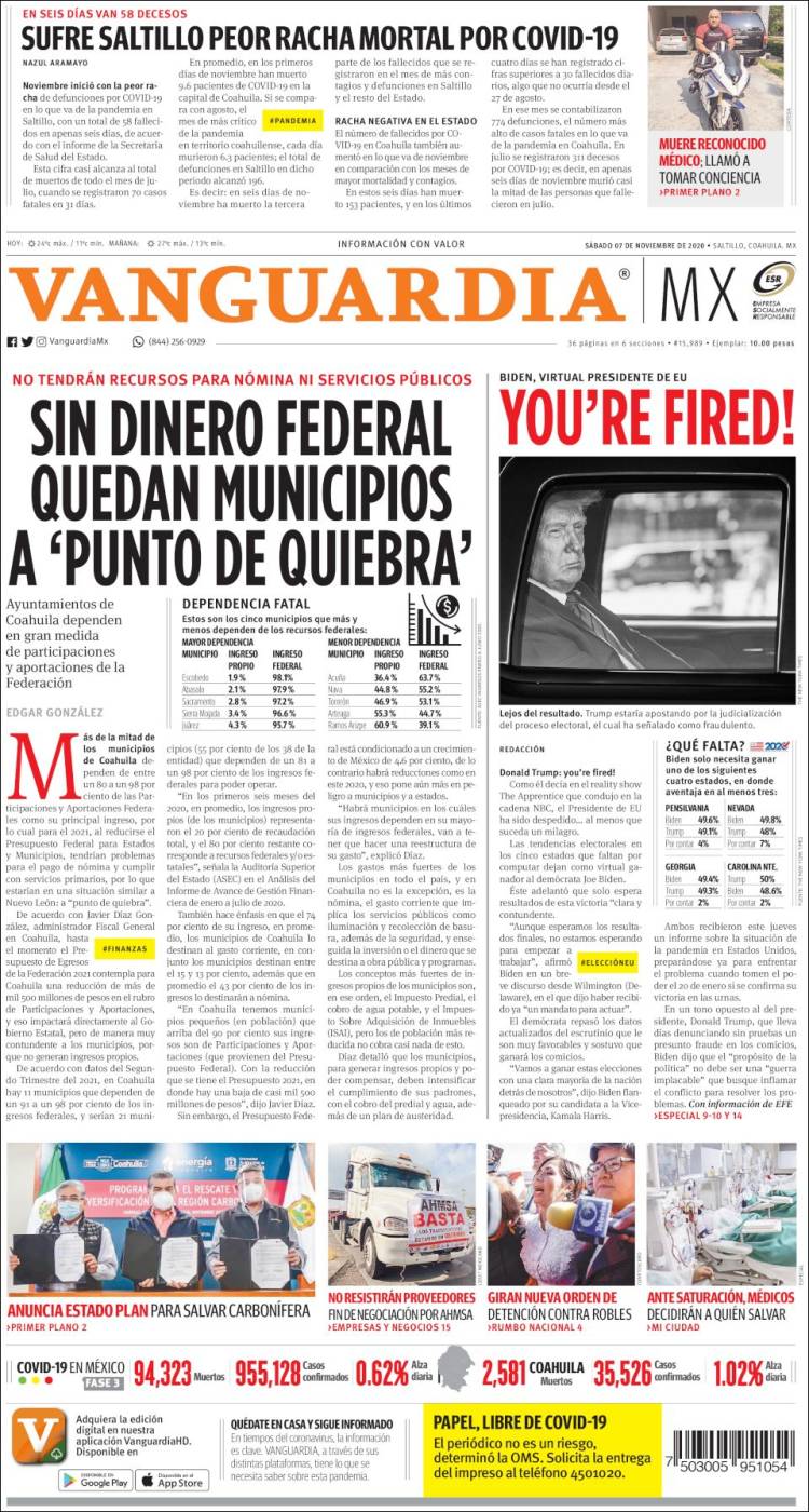 Portada de Vanguardia (México)