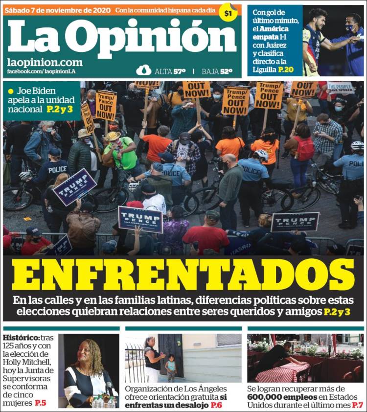 Portada de La Opinión (USA)