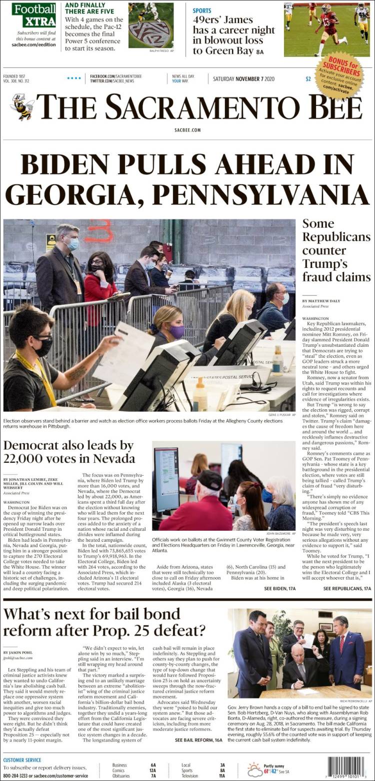 Portada de The Sacramento Bee (USA)