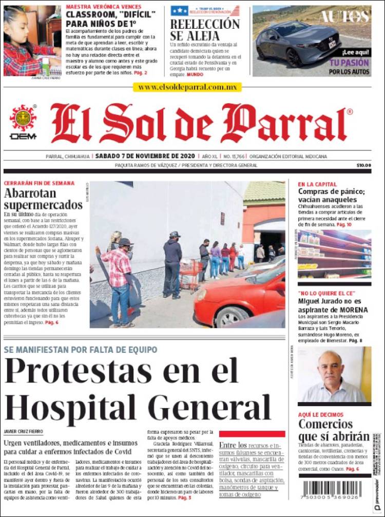 Portada de El Sol de Parral (México)