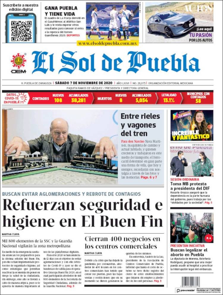 Portada de El Sol de Puebla (México)