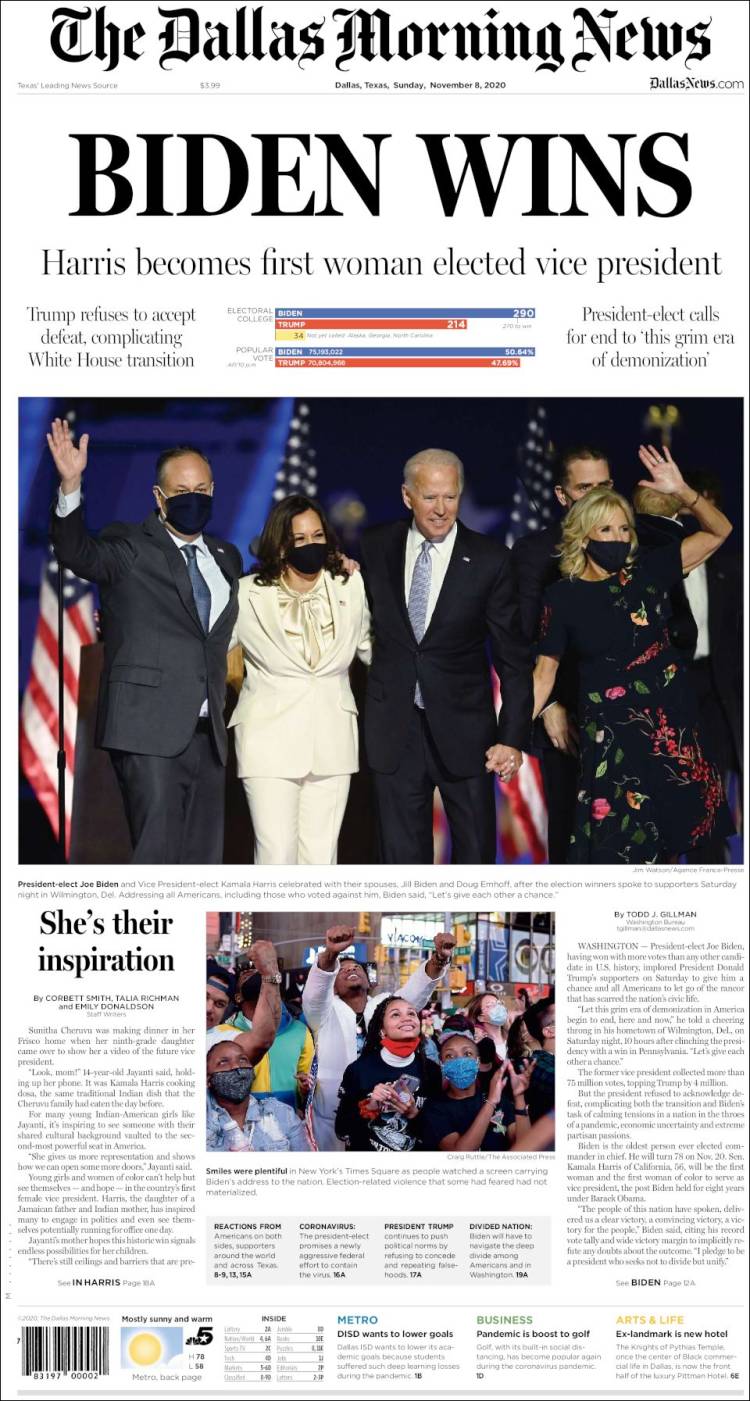 Portada de Dallas Morning News (États-Unis)