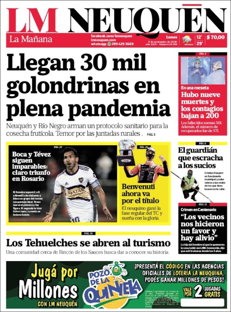 Portada de La Mañanade Neuquén (Argentina)