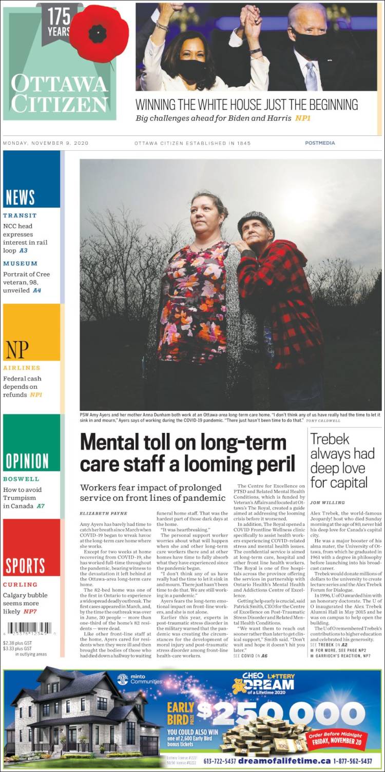 Portada de Ottawa Citizen (Canadá)