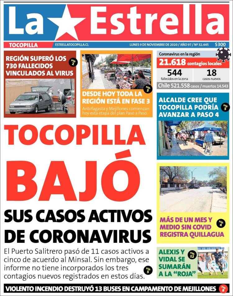 Portada de La Estrella de Tocopilla (Chile)