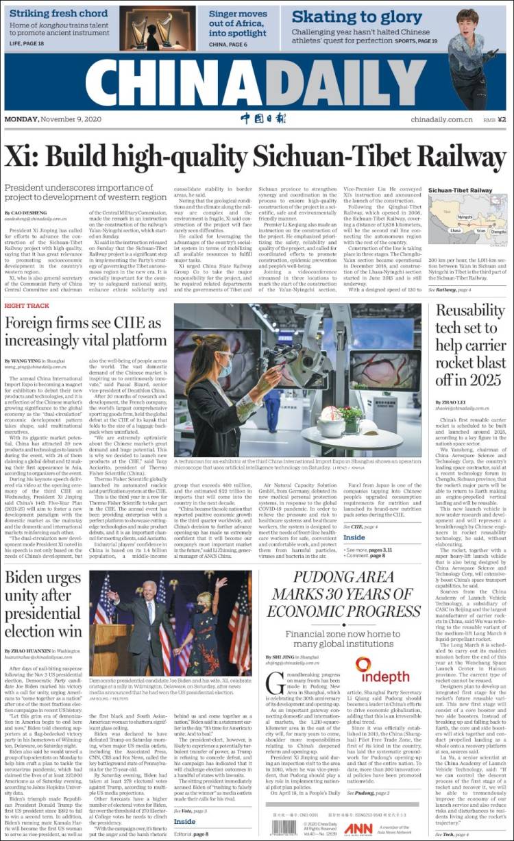 Portada de China Daily (China)