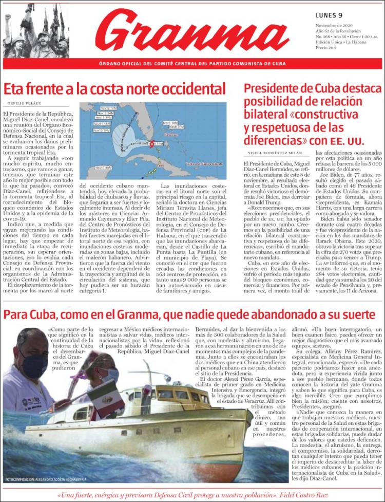 Portada de Granma (Cuba)