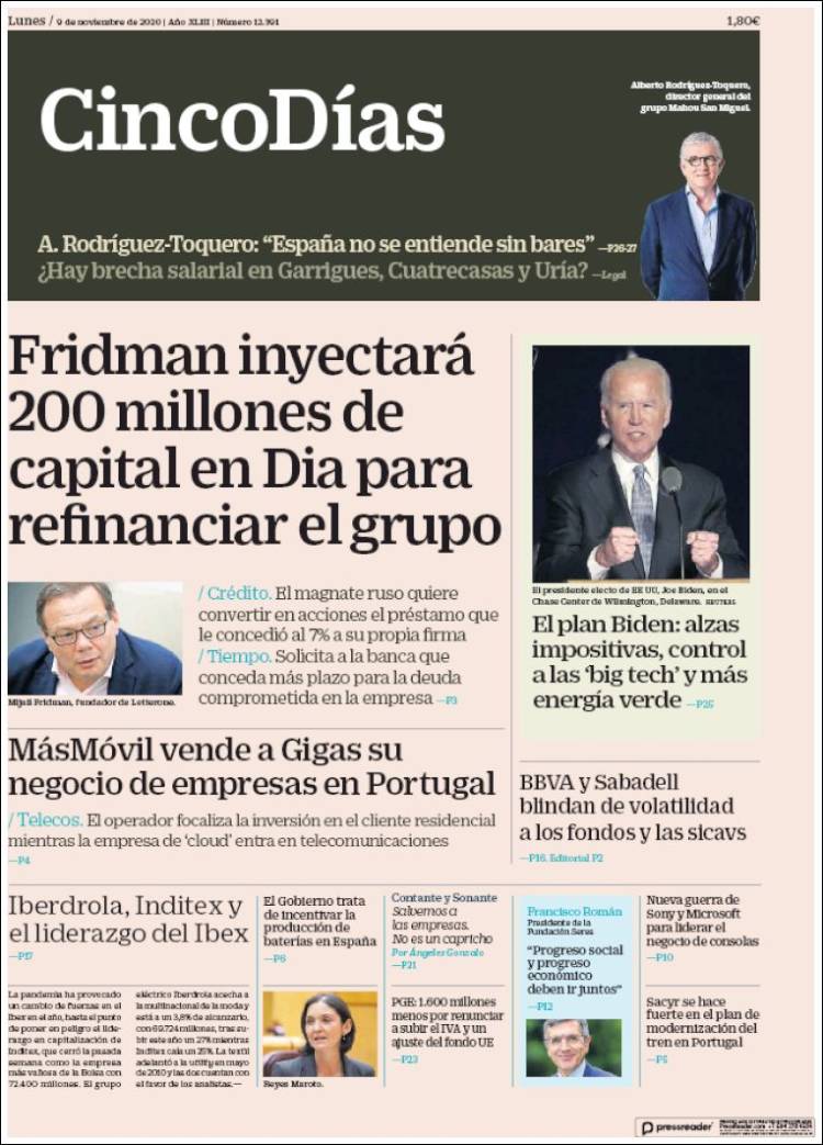 Portada de Cinco Días (Espa&ntilde;a)