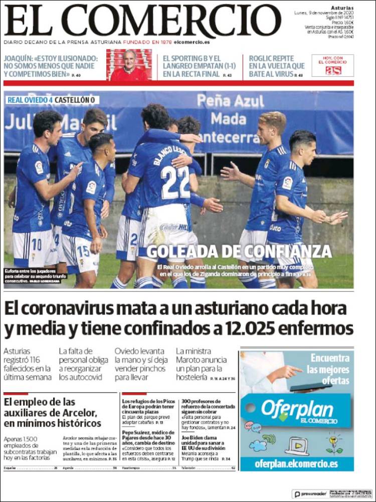 Portada de El Comercio (Espa&ntilde;a)