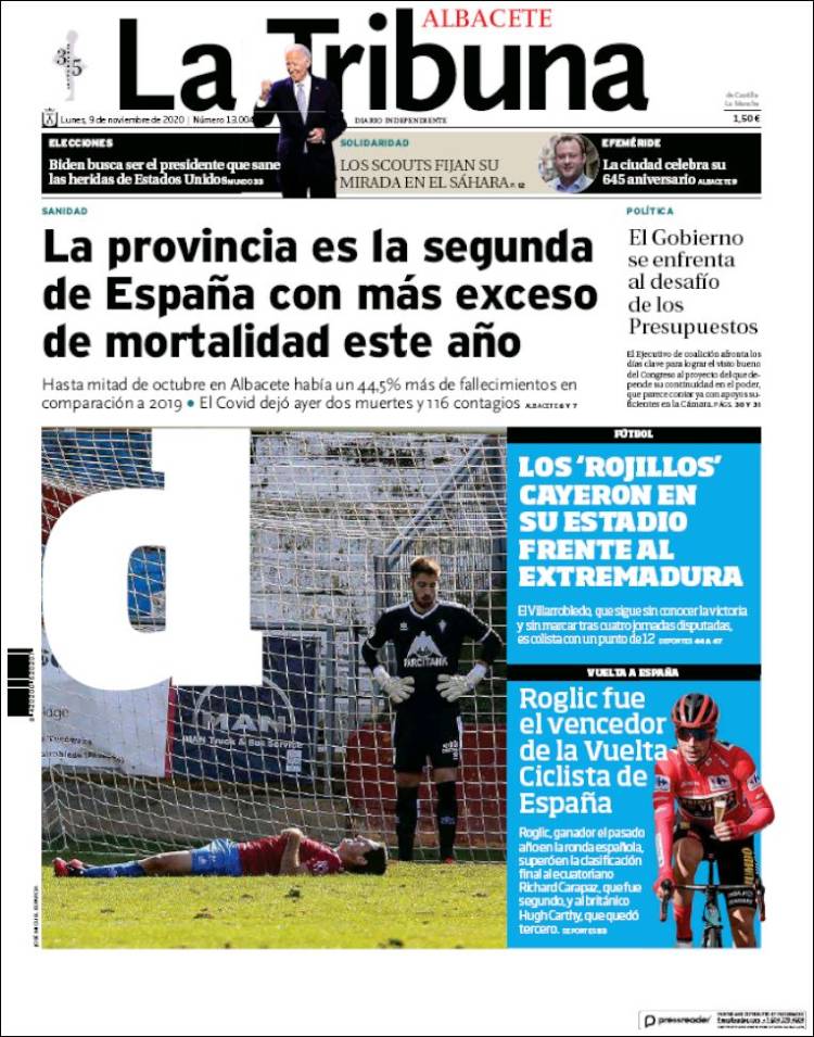 Portada de La Tribuna de Albacete (Espa&ntilde;a)