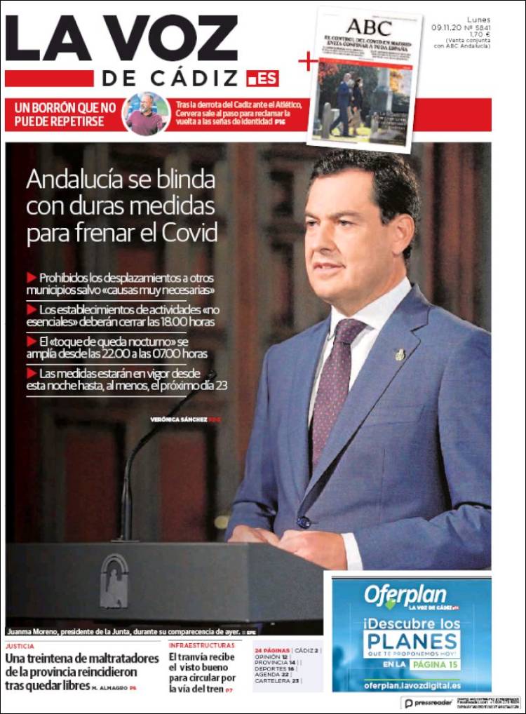 Portada de La Voz de Cádiz (Espa&ntilde;a)