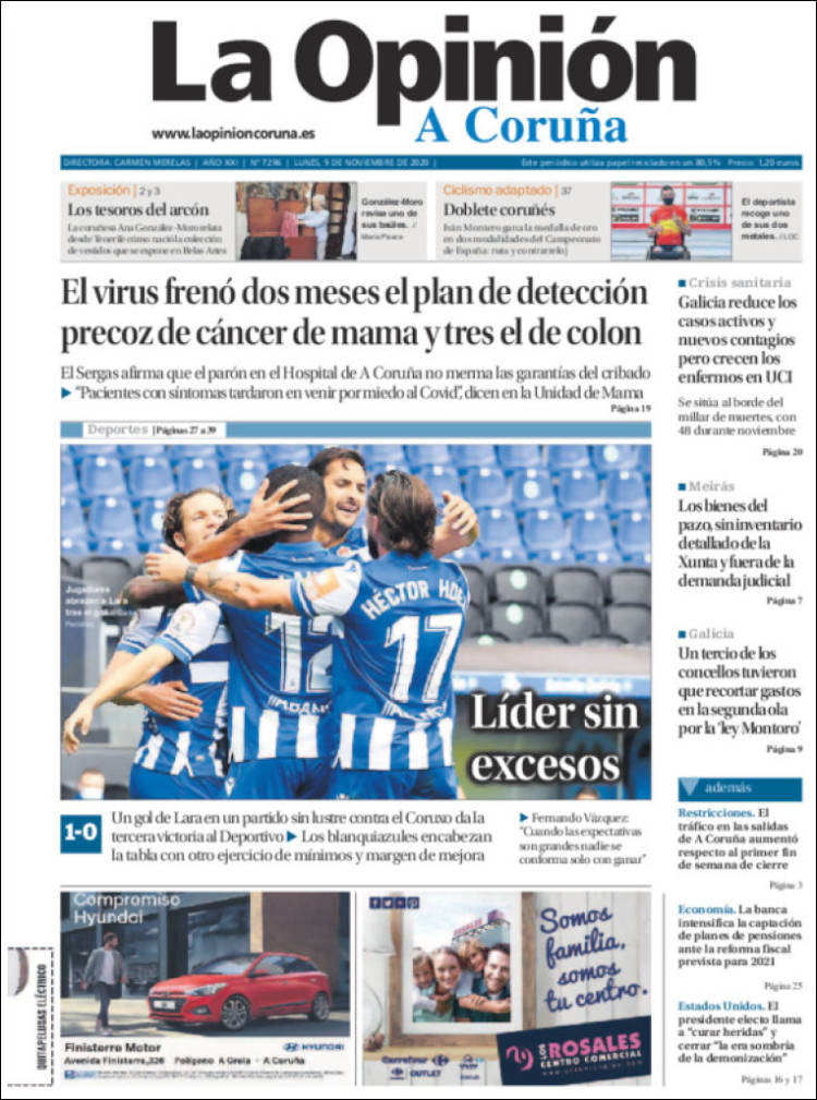 Portada de La Opinión de A Coruña (Espa&ntilde;a)