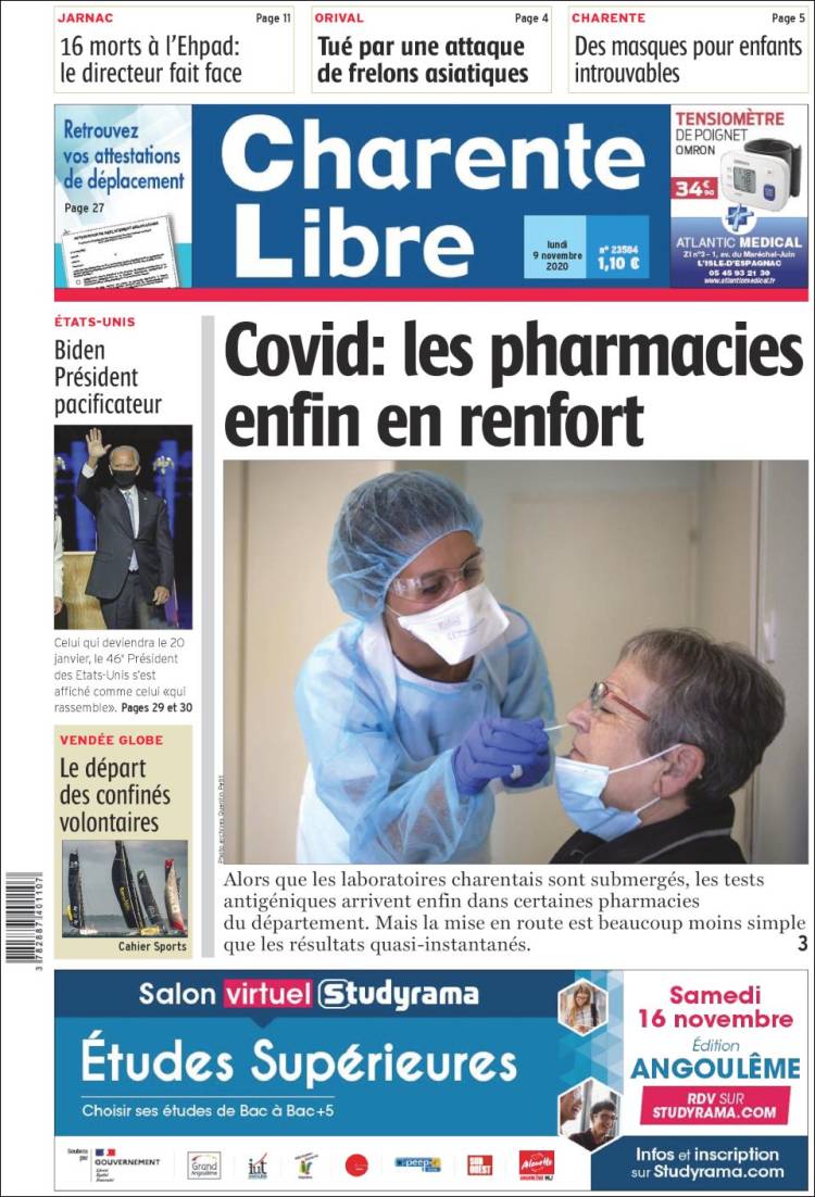 Portada de Charente Libre (Francia)