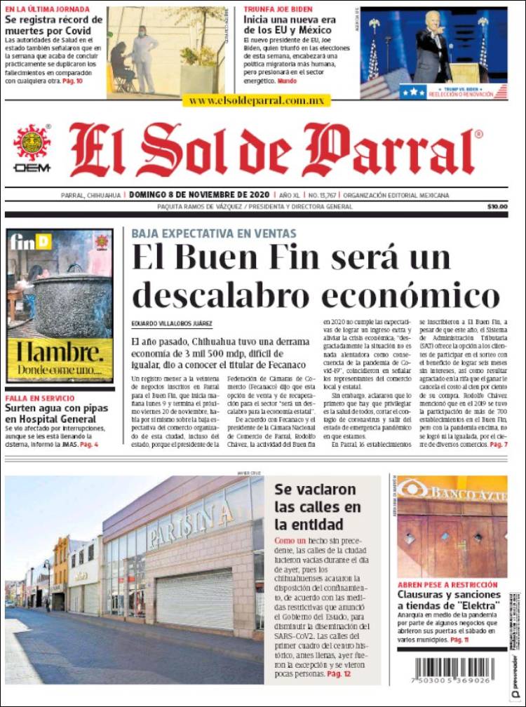 Portada de El Sol de Parral (México)