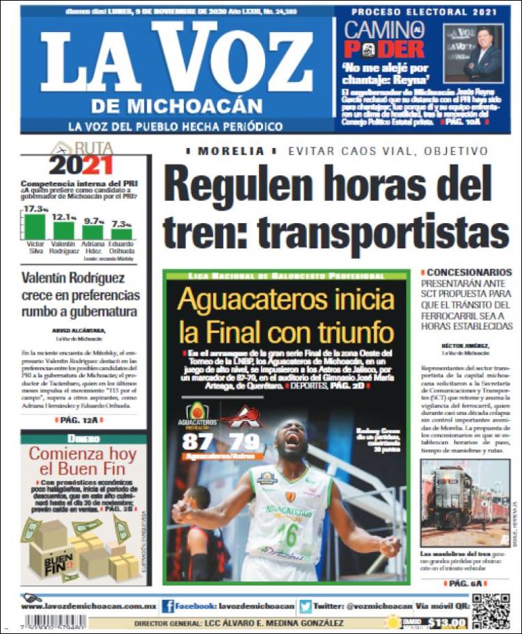 Portada de La Voz de Michoacán (México)