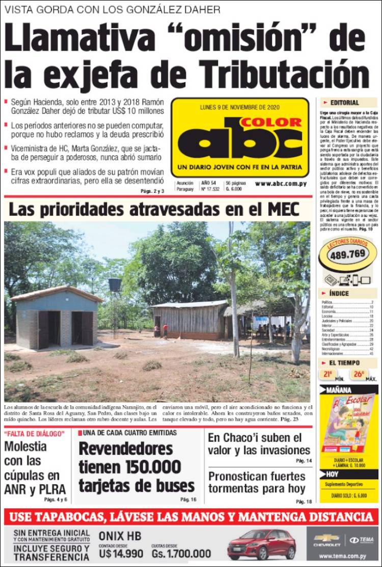 Portada de ABC Color (Paraguay)