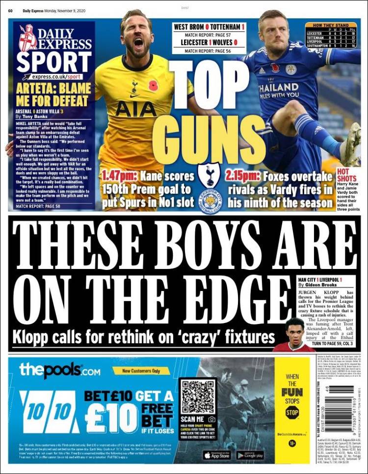 Portada de Daily Express (Reino Unido)