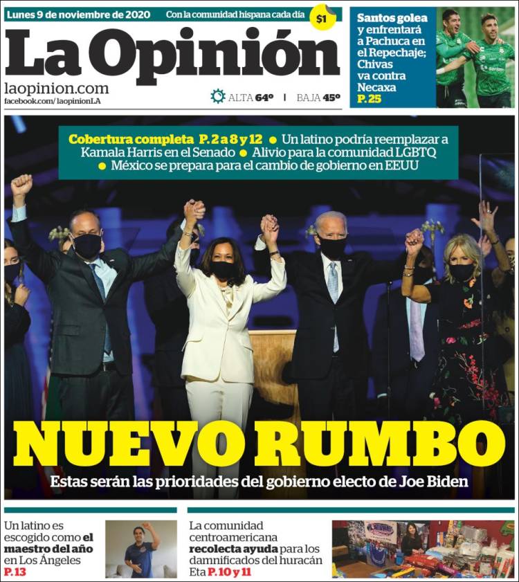 Portada de La Opinión (USA)