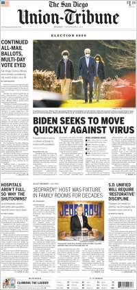 Portada de The San Diego Union-Tribune (USA)