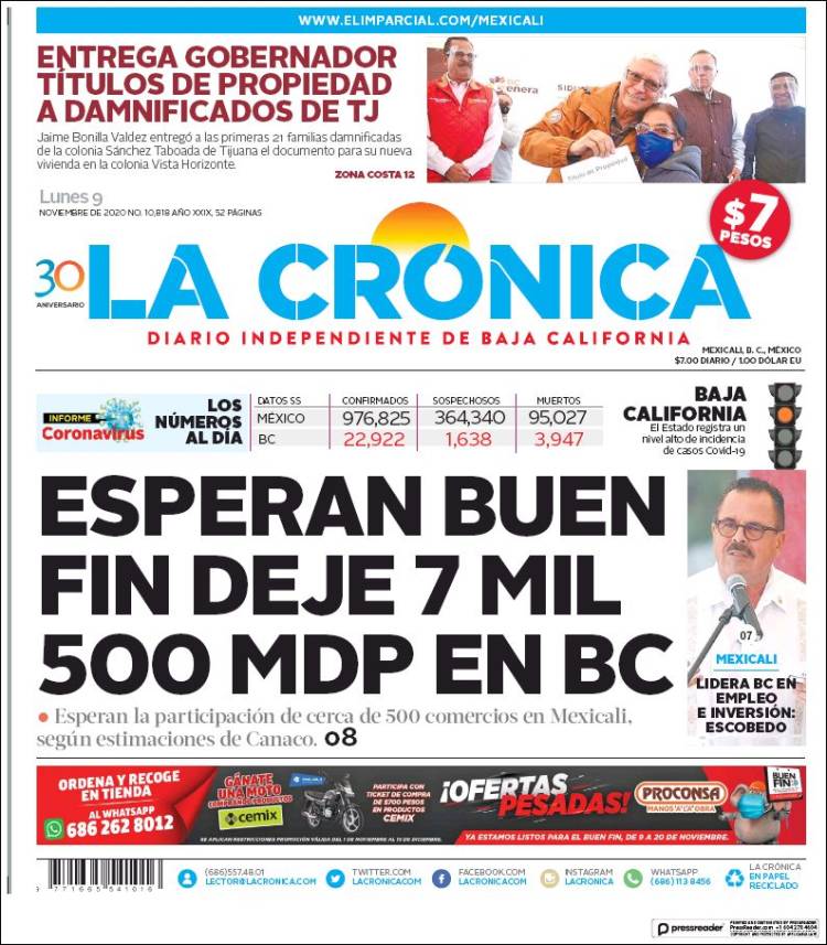 Portada de La Crónica de Baja California (México)