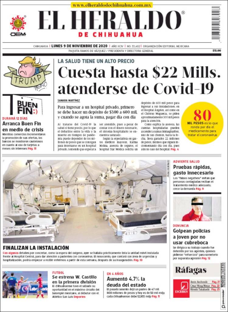 Portada de El Heraldo de Chihuahua (México)