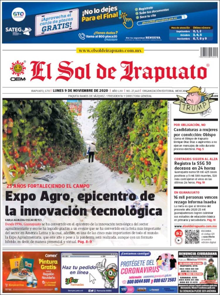 Portada de El Sol de Irapuato (México)